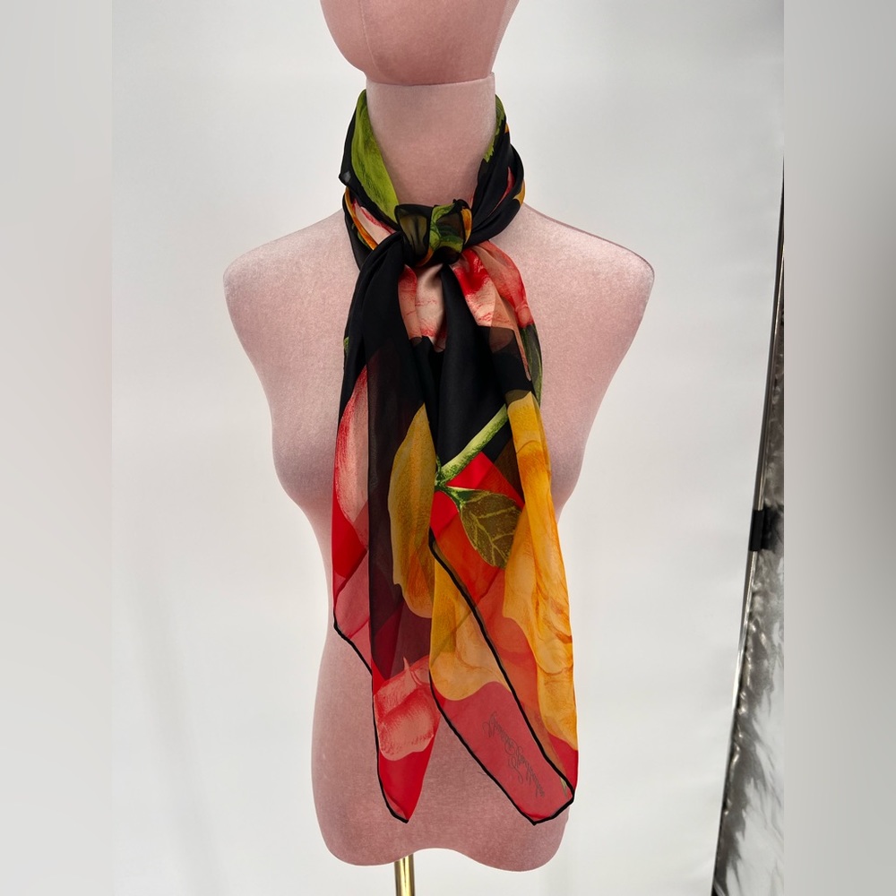 EUC Christian Fischbacher Floral Scarf - Picture 5 of 8